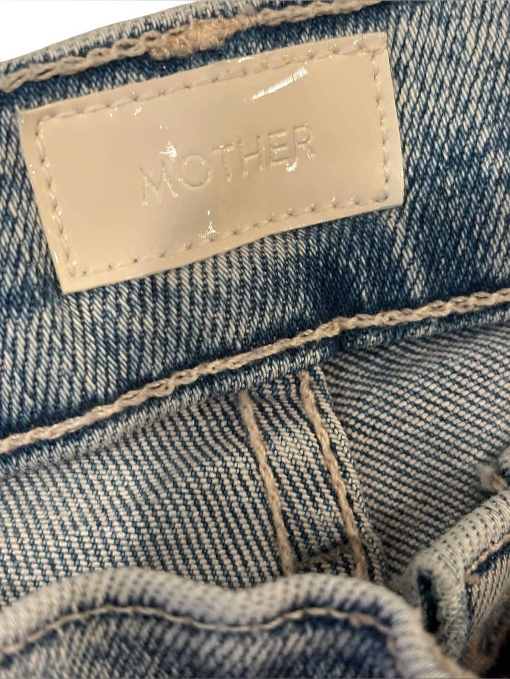 MOTHER Light Blue Distressed Flare Jeans - Picture 2 of 5